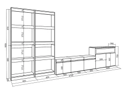 Móvel De Tv|Skraut Home Conjunto de móveis TV, 370x35x186cm, Para televisores até 65
