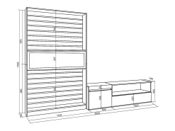 Móvel De Tv|Skraut Home Conjunto de móveis TV, 260x35x186cm, Para televisores até 65