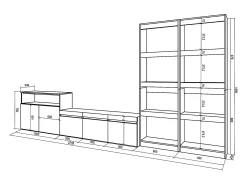 Móvel De Tv|Skraut Home Conjunto de móveis TV, 370x35x186cm, Para televisores até 65
