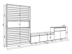 Outlet Skraut Home Conjunto de móveis TV, 360x35x186cm, Para televisores até 65