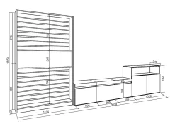 Skraut Home Conjunto de móveis TV, 360x35x186cm, Para televisores até 65
