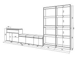 Móvel De Tv*Skraut Home Conjunto de móveis TV, 370x35x186cm, Para televisores até 65