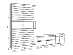 Skraut Home Conjunto de móveis TV, 260x35x186cm, Para televisores até 65