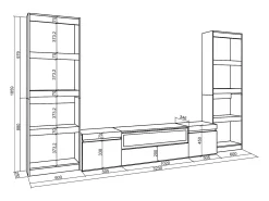 Móvel De Tv|Skraut Home Conjunto de móveis TV, 320x35x186cm, Para televisores até 80