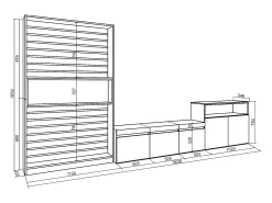 Móvel De Tv*Skraut Home Conjunto de móveis TV, 360x35x186cm, Para televisores até 65