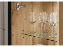 Conjunto de sala moderno com LED mate 2 vitrinas e móvel de TV 180 cm carvalho wotan^ Móvel De Tv
