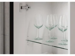 Móvel De Tv| Conjunto de sala moderno – 2 vitrinas e móvel de TV 180 cm, corpo mate frentes brilho Branco