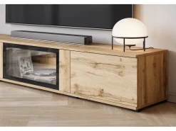 Móvel De Tv* Conjunto de sala moderno – acabamento mate, 2 vitrinas e móvel de TV 180 cm carvalho Wotan Natural escuro