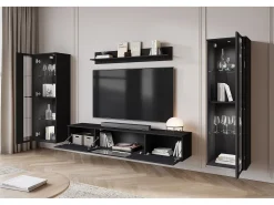 Conjunto de sala moderno com LED mate 2 vitrinas e móvel de TV 180 cm mate^ Móvel De Tv