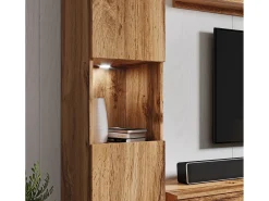 Móvel De Tv* Conjunto de sala moderno 3 peças com LED, mate, coluna e móvel TV 180 cm carvalho wotan Natural escuro