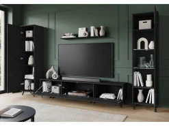 Conjunto de sala sobre pés – móvel de TV 180 cm, vitrine, estante e prateleira, mate^ Móvel De Tv