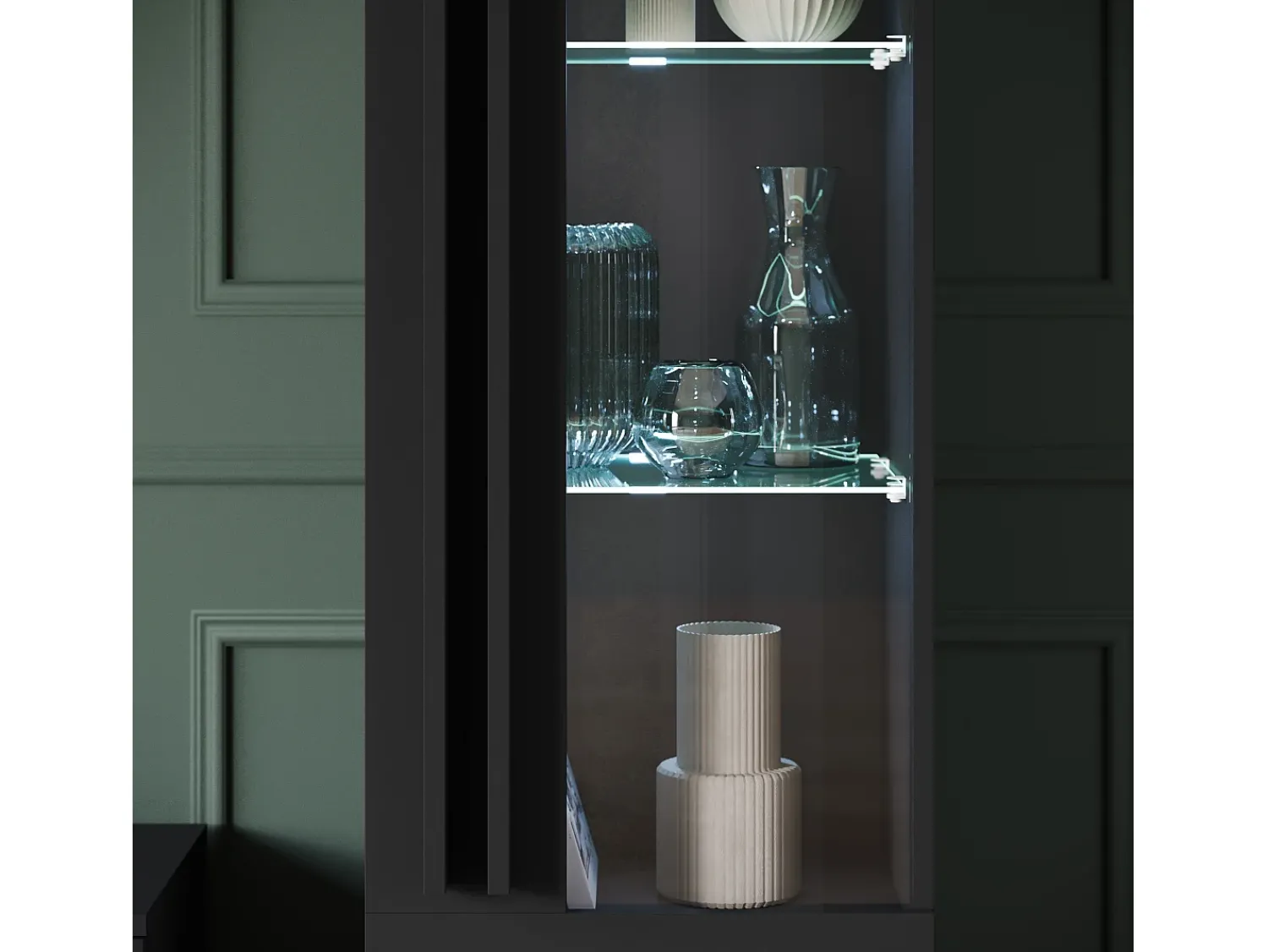 Conjunto de sala sobre pés – móvel de TV 180 cm, vitrine, estante e prateleira, mate^ Móvel De Tv