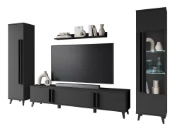 Conjunto de sala sobre pés – móvel de TV 180 cm, vitrine, estante e prateleira, mate^ Móvel De Tv