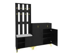Online Merax Conjunto de sapateira com sapateira, cabideiro - 60,5x35,2x180,5 cm + 83x35x101 cm - Aglomerado - Preto