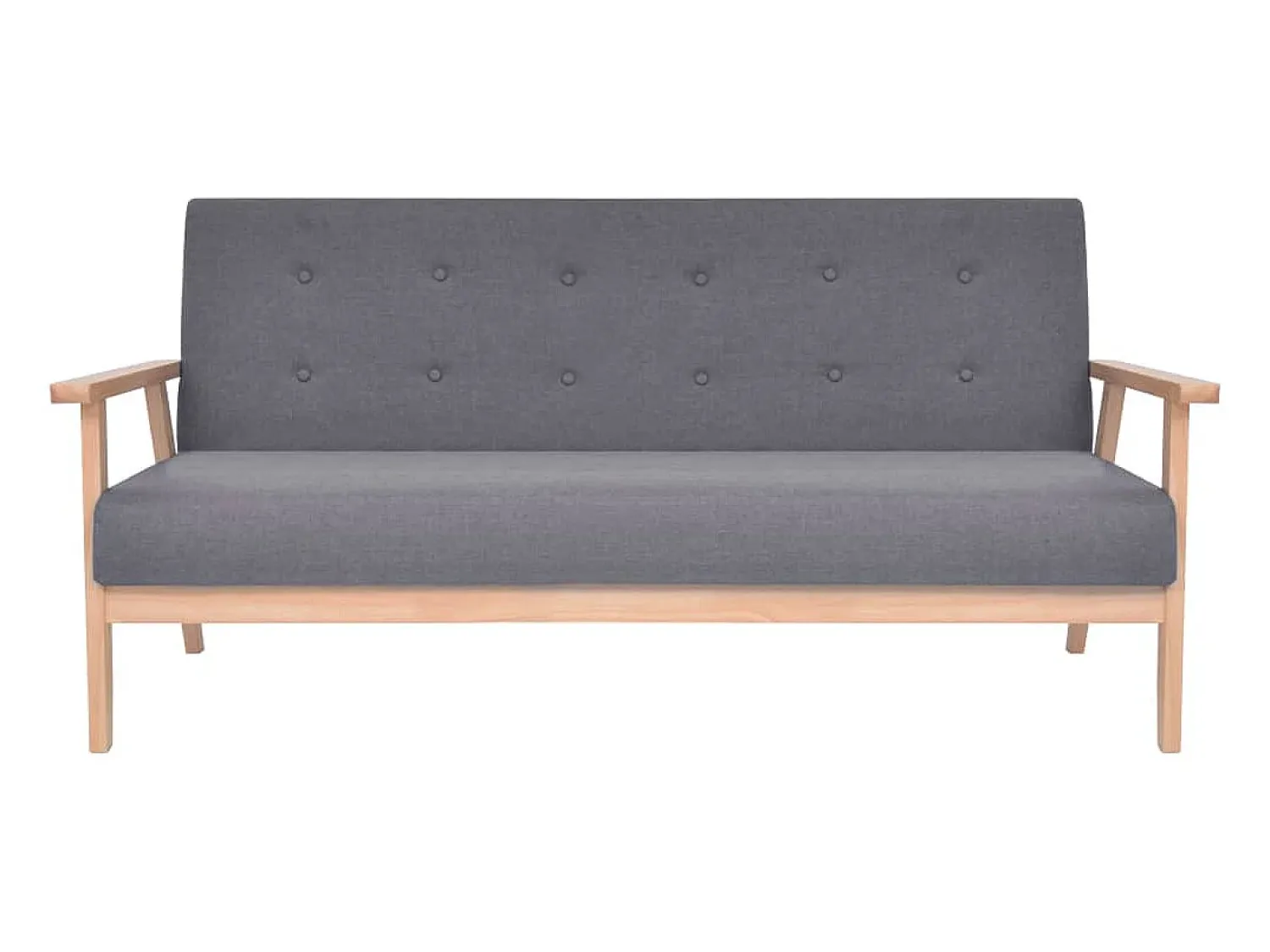 Helloshop26 Conjunto de sofá de 3 lugares para sala de estar sala de jantar casa ambientes internos tecido cinza escuro 02_0020267^ Sofá