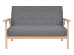 Helloshop26 Conjunto de sofá de 3 lugares para sala de estar sala de jantar casa ambientes internos tecido cinza escuro 02_0020267^ Sofá