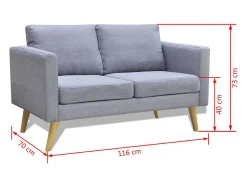 Helloshop26 Conjunto de sofá de 2 lugares para sala de estar/sala de TV/interior residencial e conjunto de sofá de 3 lugares em tecido cinza claro 02_0020260^ Sofá