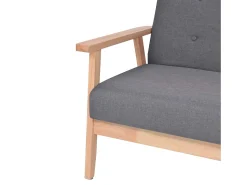 Sofá*Helloshop26 Conjunto de sofá de 2 lugares para sala de estar sala de visitas casa ambientes internos tecido cinza escuro 02_0019069 Cinzento