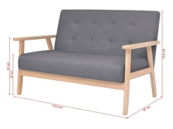 Sofá*Helloshop26 Conjunto de sofá de 2 lugares para sala de estar sala de visitas casa ambientes internos tecido cinza escuro 02_0019069 Cinzento