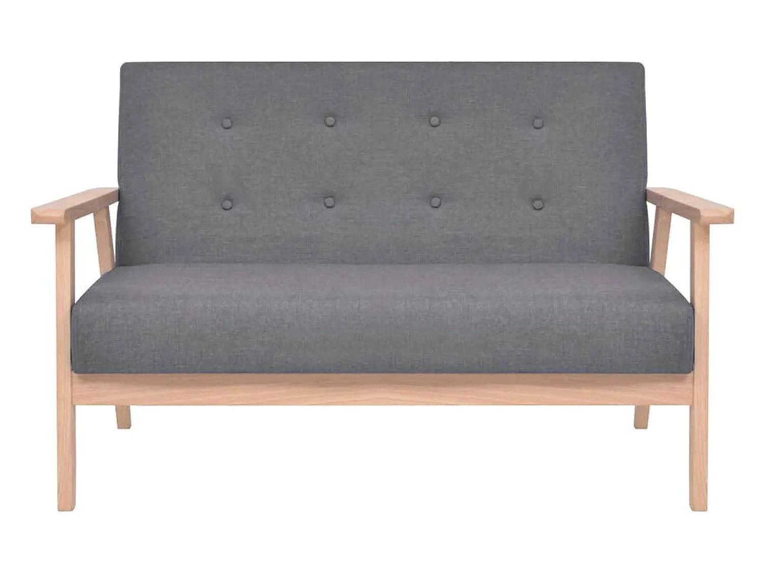 Sofá*Helloshop26 Conjunto de sofá de 2 lugares para sala de estar sala de visitas casa ambientes internos tecido cinza escuro 02_0019069 Cinzento
