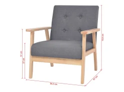 Helloshop26 Conjunto de sofá de 2 lugares para sala de estar sala de visitas casa ambientes internos tecido cinza escuro 02_0019653^ Sofá