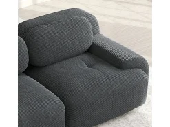 Online DripeX Conjunto de Sofá Modular de Veludo Cannelado: Ottomã - 92.5x75x44cm - Cinza Cinzento