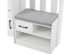 Móvel De Entrada*ModernLuxe Conjunto de vestiário de entrada 110x35x175.5 cm - Móvel para sapatos e banco de sapatos - ganchos e painel perfurado - Branco