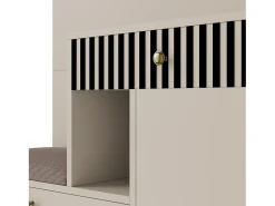 Online ModernLuxe Conjunto de vestiário de entrada 110x37x185,5 cm - com espelho e ganchos - Móvel para sapatos e banco calçadeiro - Bege Branco