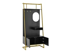 Móvel De Entrada*ModernLuxe Conjunto de vestiário de entrada 78x38,5x180,5 cm - com espelho e ganchos - Móvel para sapatos - com prateleiras - Preto
