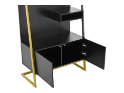 Móvel De Entrada*ModernLuxe Conjunto de vestiário de entrada 78x38,5x180,5 cm - com espelho e ganchos - Móvel para sapatos - com prateleiras - Preto