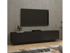 Móvel De Tv*Meublorama Conjunto design de 4 móveis para sala de estar, coleção EVA. Cor preta e carvalho. Preto