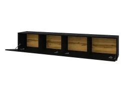 Móvel De Tv*Meublorama Conjunto design de 4 móveis para sala de estar, coleção EVA. Cor preta e carvalho. Preto