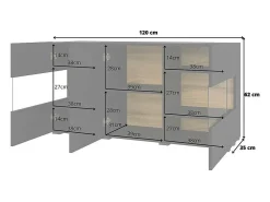 Móvel De Tv*Meublorama Conjunto design de 4 móveis para sala de estar, coleção EVA. Cor preta e carvalho. Preto