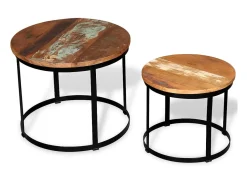 Sale Conjunto mesa centro redonda madeira reciclada 2 pcs 40cm/50cm PT237034 Castanho