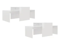 Mesa De Centro* Conjunto mesas centro 100x48x40cm contrapla. brilhante Branco