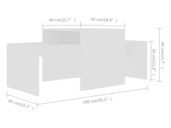 Mesa De Centro| Conjunto mesas de centro 100x48x40 cm derivados madeira Branco