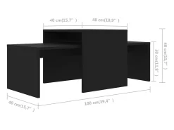 Mesa De Centro| Conjunto mesas de centro 100x48x40 cm derivados madeira Preto