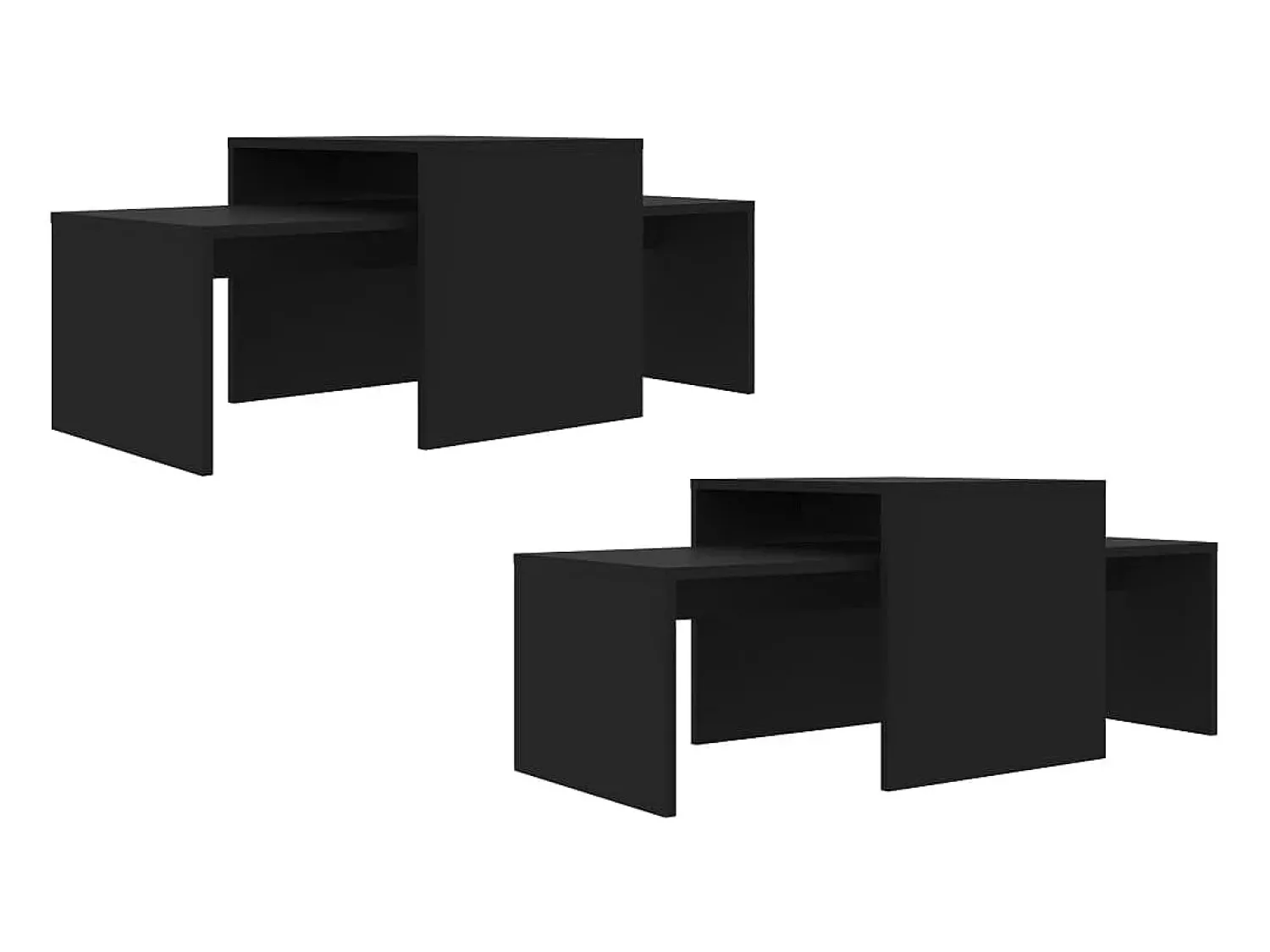 Mesa De Centro| Conjunto mesas de centro 100x48x40 cm derivados madeira Preto