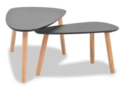 Conjunto mesas de centro 2 pcs pinho maciço PT644333^ Mesa De Centro