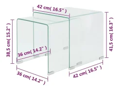 Mesa De Centro| Conjunto mesas de encastrar 2 pcs vidro temperado Transparente