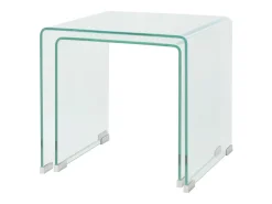 Mesa De Centro| Conjunto mesas de encastrar 2 pcs vidro temperado Transparente