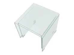 Mesa De Centro| Conjunto mesas de encastrar 2 pcs vidro temperado Transparente