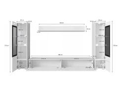 Móvel De Tv| Conjunto moderno de móveis de sala 4 peças móvel de TV 180 cm, 2 vitrinas e prateleira estante de parede mate, corpo matera, frentes castanheiro, de pé ou suspensa Multicor