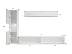 Conjunto moderno de sala 3 peças, corpo matera, frentes branco brilho, coluna e móvel de TV 180 cm^ Móvel De Tv