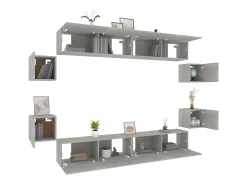 New vidaxl Conjunto móveis de TV 8 pcs madeira processada cimento Cinzento
