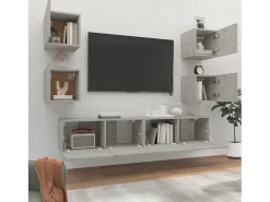 Móvel De Tv| Conjunto móveis de TV 6 pcs madeira processada cimento PT444193 Cinzento