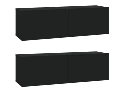 Móvel De Tv| Conjunto móveis de TV 4 pcs madeira processada PT789353 Preto