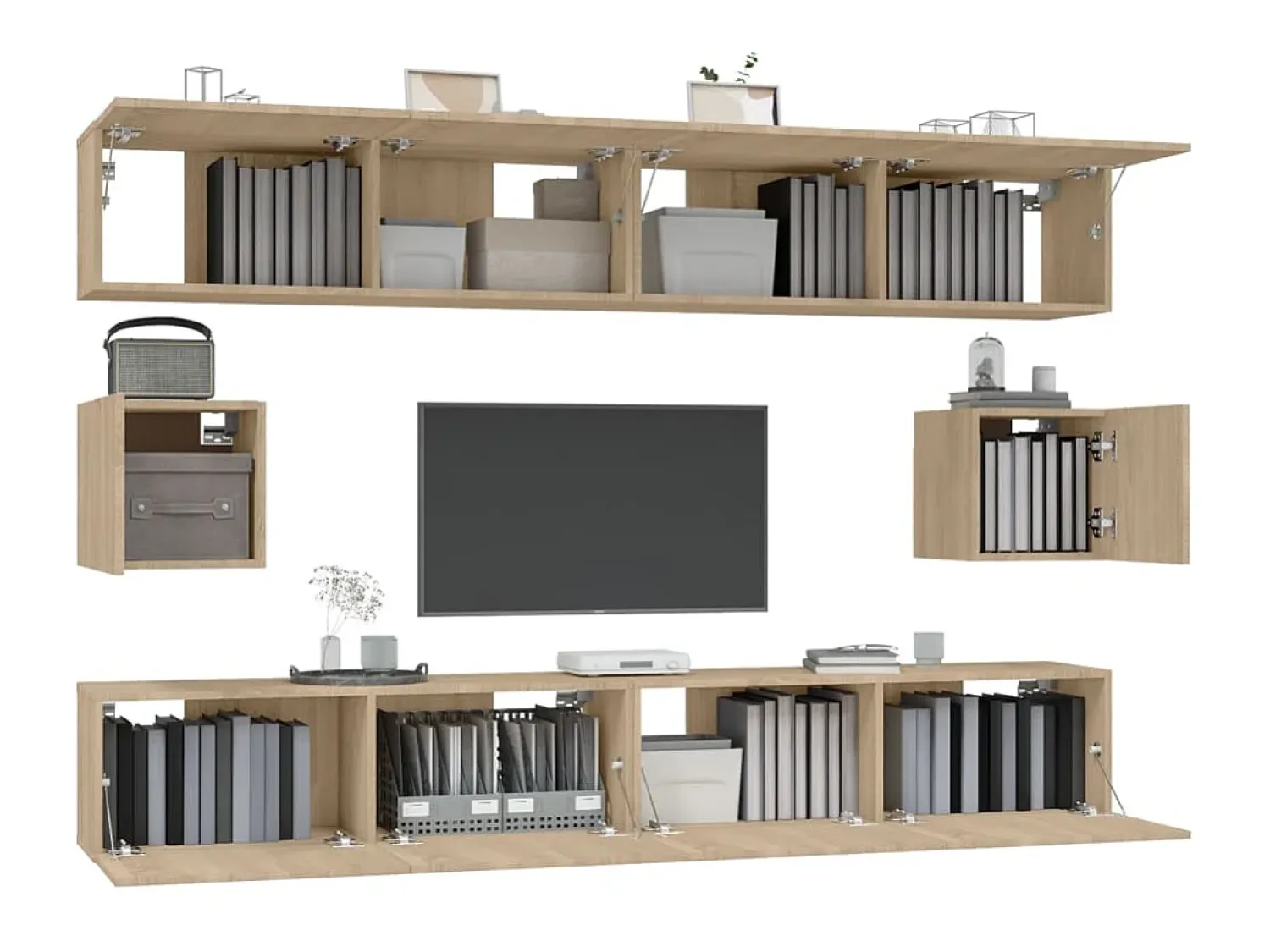 Conjunto móveis de TV 6 pcs madeira processada carvalho sonoma PT993203^ Móvel De Tv