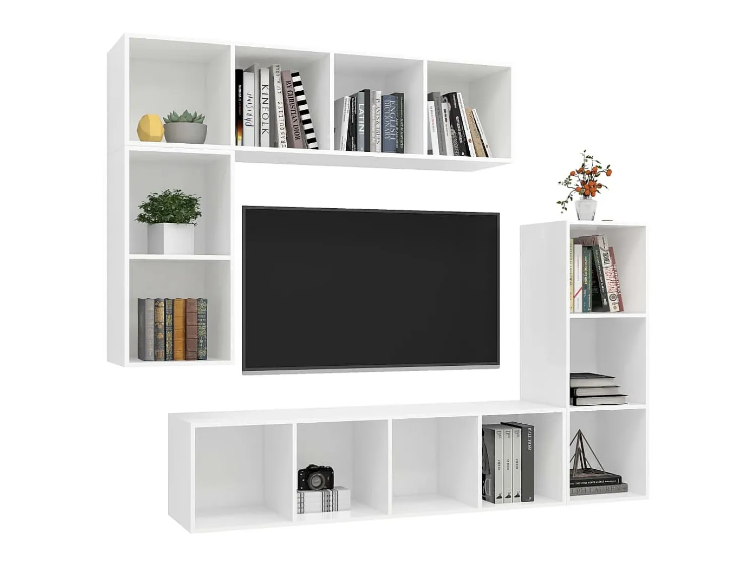 Móvel De Tv* Conjunto móveis de TV 4 pcs madeira processada PT795455 Branco
