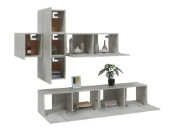 Móvel De Tv| Conjunto móveis de TV 7 pcs madeira processada cimento PT506961 Cinzento